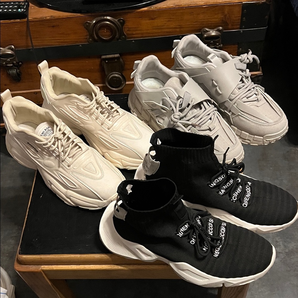 3 PAIR OF CHUNKY SOLE TOKYO FASHION SNEAKERS SIZE 10
